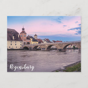 Historic old town in Regensburg, Germany Postcard