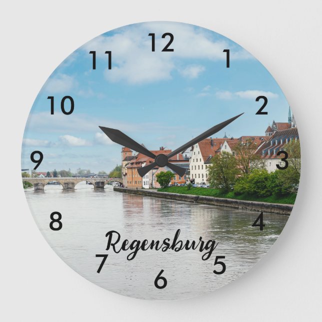 Historic old town of Regensburg, Germany Large Clock (Front)