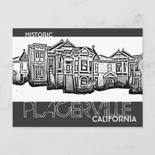 Historic Placerville California old town postcard (Front)