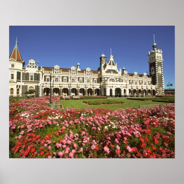 Historic Railway Station, Dunedin, New Zealand Poster (Front)