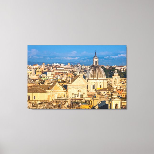 Historic Rome city skyline domes and spires Italy Canvas Print (Front)