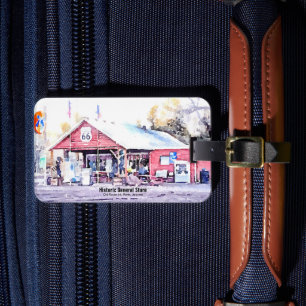 Historic Route 66 Arizona General Store Watercolor Luggage Tag