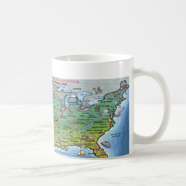 Historic Route 66 Cartoon Map Coffee Mug (Right)