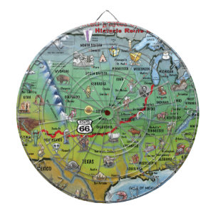 Historic Route 66 Cartoon Map Dartboard
