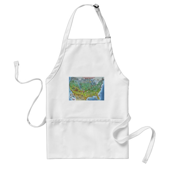 Historic Route 66 Cartoon Map Standard Apron (Front)