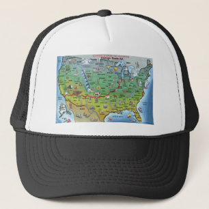 Historic Route 66 Cartoon Map Trucker Hat