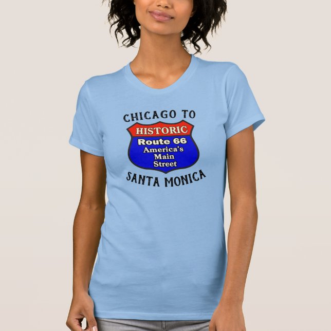 Historic Route 66 Chicago to Santa Monica T-Shirt (Front)