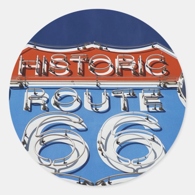 Historic Route 66 Classic Round Sticker (Front)