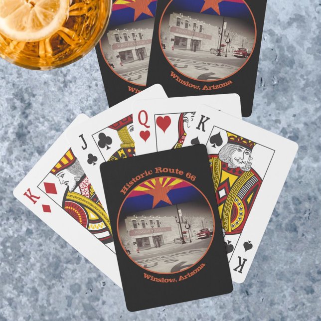 Historic Route 66 Destination Winslow Arizona Playing Cards (Winslow, Arizona along Route 66 vintage style playing card backs)