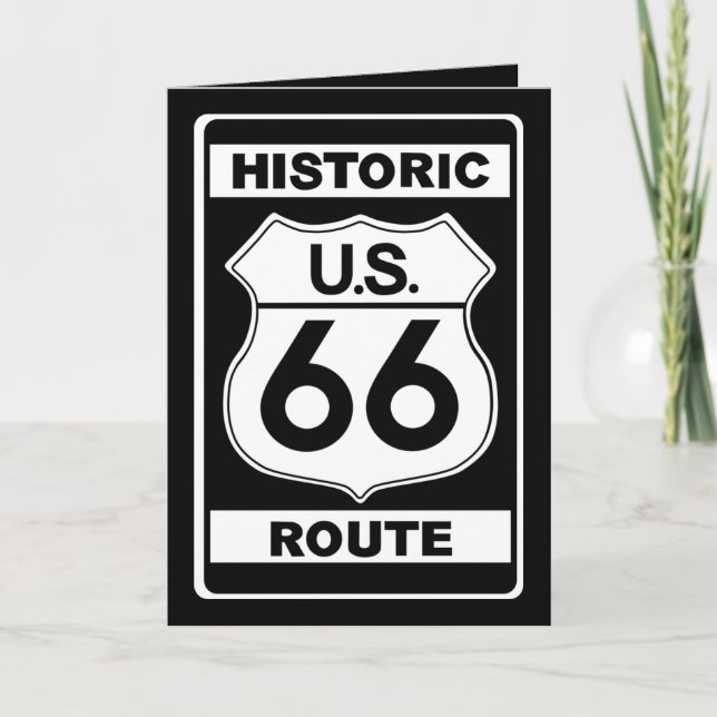 Historic Route 66 Greeting Card Black (Front)