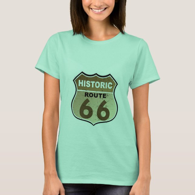 Historic Route 66  Highway Sign T-Shirt (Front)
