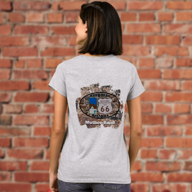 Historic Route 66 ~ Kingman, Arizona T-Shirt (A nostalgic reminder of Arizona's segment of Route 66 on a rusty patina for the car buff. )