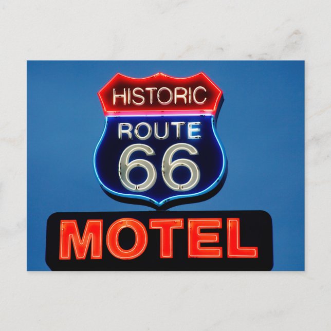 Historic Route 66 neon sign photo Postcard (Front)