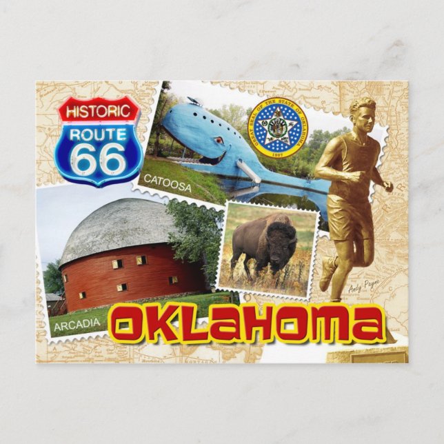 Historic Route 66, Oklahoma Postcard (Front)