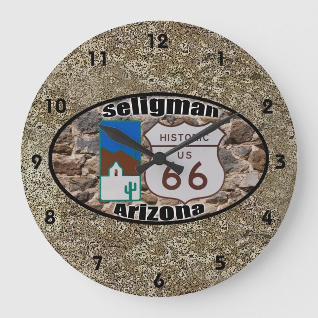 Historic Route 66 ~ Seligman, Arizona Large Clock (Front)