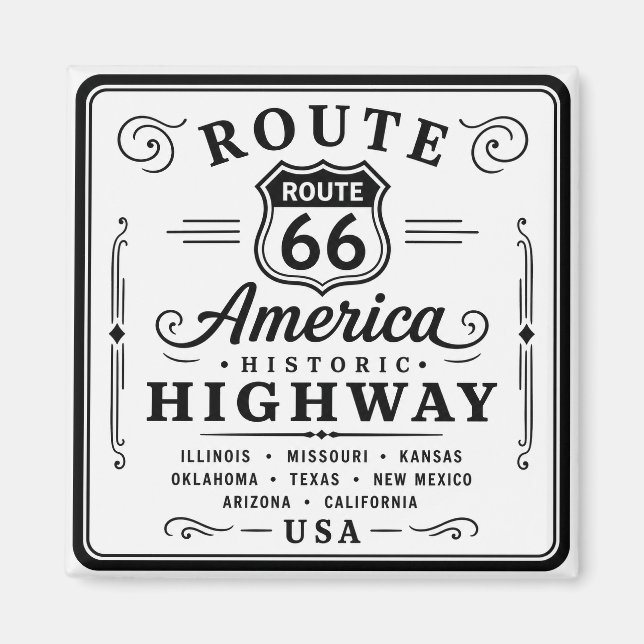 Historic Route 66 Sign Decor Magnet (Front)
