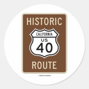 Historic Route US Highway Route 40 (California) Classic Round Sticker