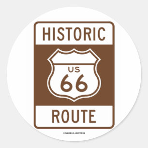 Historic Route US Route 66 (Transportation Sign) Classic Round Sticker