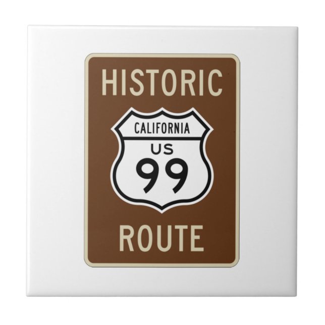 Historic Route US Route 99 (California) Sign Tile (Front)
