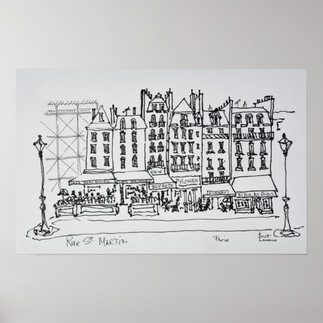 Historic Rue St. Martin, Paris, France Poster (Front)