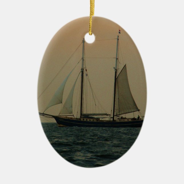 Historic Schooner Ceramic Tree Decoration (Front)