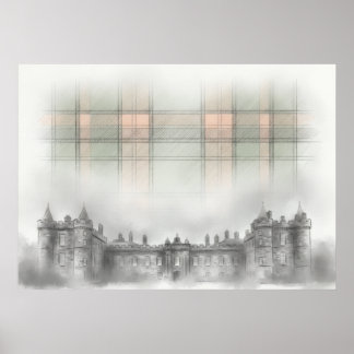 Historic Scottish Castle Architectural Sketch Post Poster