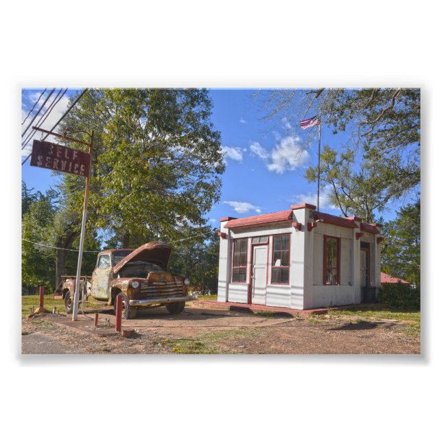 Historic Self-Service Gas Station, Texas Photo Print (Front)