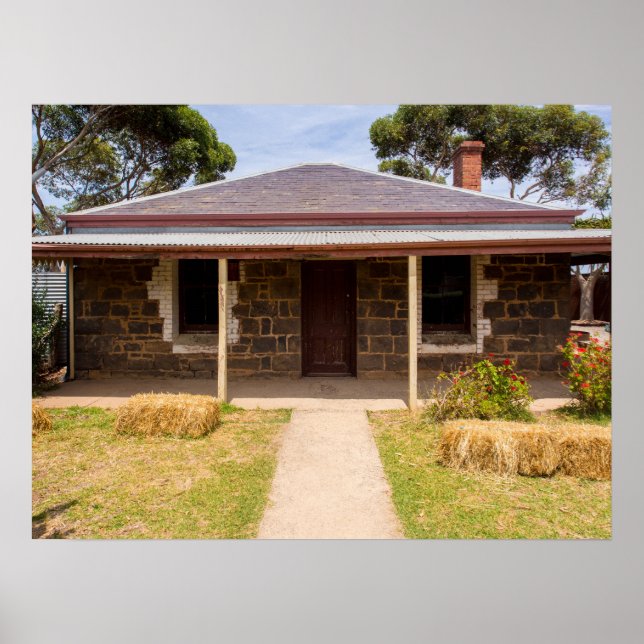 Historic Stone Cottage Rustic Farmhouse Charm Poster (Front)