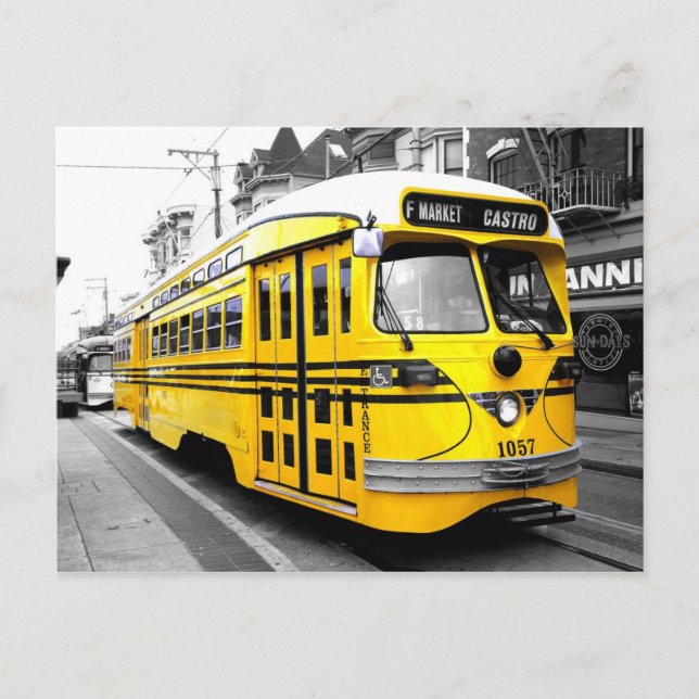 Historic Streetcar with Striking Yellow Colour Postcard (Front)