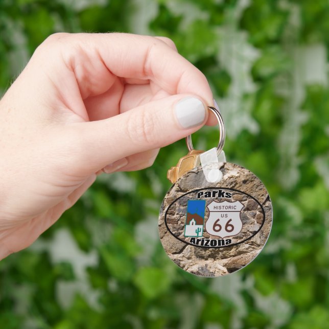 Historic US Route 66~Parks, Arizona Key Ring (Hand)