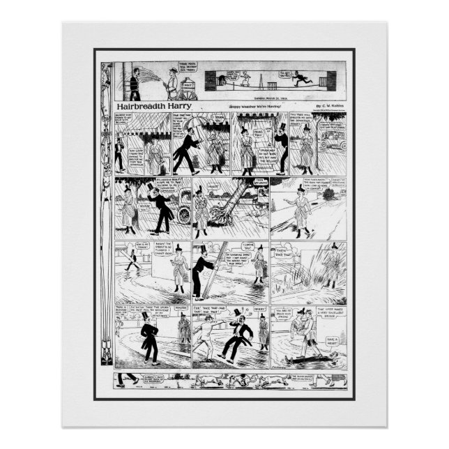 Historic Vintage Hairbreadth Harry Cartoon 1918 Poster (Front)