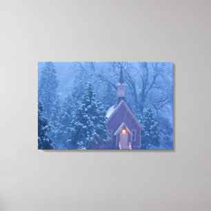 Historic Yosemite Valley Chapel during heavy Canvas Print