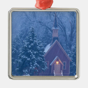 Historic Yosemite Valley Chapel during heavy Metal Tree Decoration