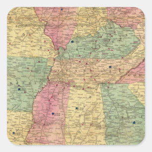 Historical and Military Map of the US Square Sticker