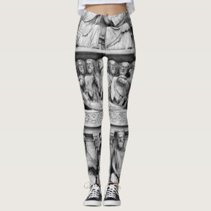 Historical, Christian Sculptures Notre Dame Paris Leggings