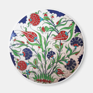 Historical Dianthus and Tulip Pattern - Tile Art Magnet