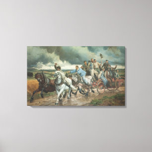 Historical Fire Engine (by Eugène Burnand) Canvas Print