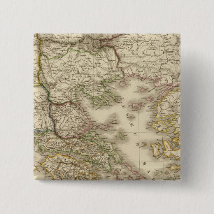 Historical Greece, Paris atlas map 15 Cm Square Badge