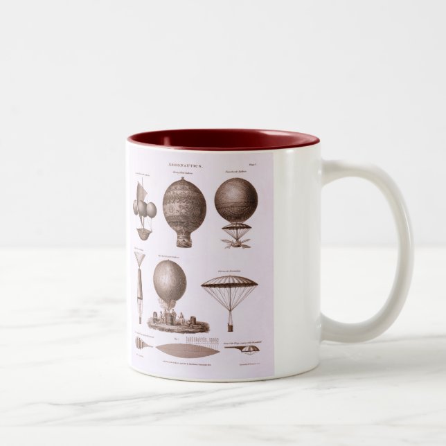 Historical Hot Air Balloon Designs Two-Tone Coffee Mug (Right)