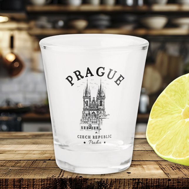 Historical Landscape of Prague, Czech Republic Shot Glass (Creator Uploaded)