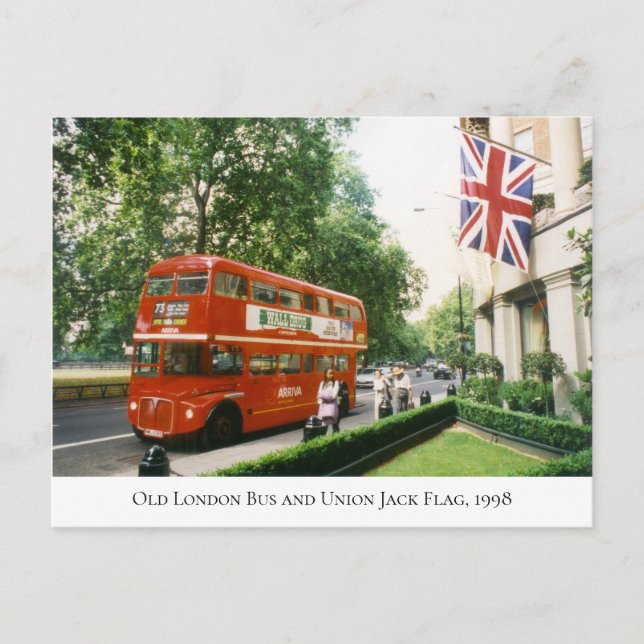 Historical London Bus on Park Lane, London, 1998 Postcard (Front)