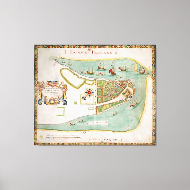 Historical Map of New York City (1664) Canvas Print (Front)