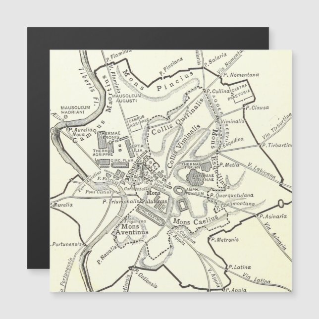 Historical Map of the City of Rome Magnetic Invitation (Front/Back)