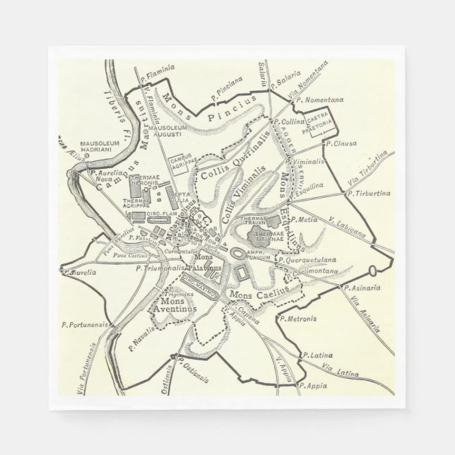 Historical Map of the City of Rome Napkin (Front)