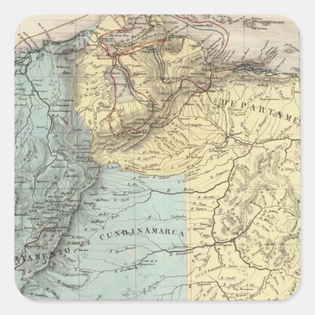 Historical Military Maps of Venezuela Square Sticker (Front)