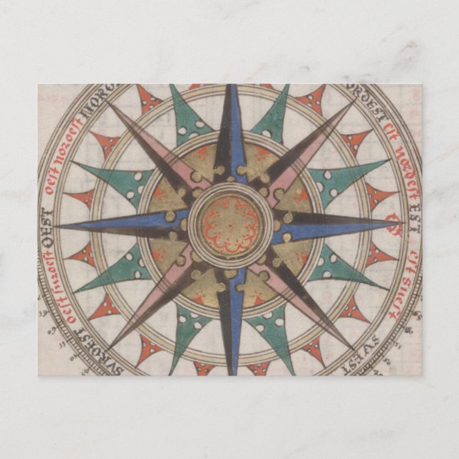 Historical Nautical Compass (1543) Postcard (Front)