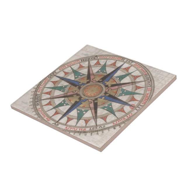 Historical Nautical Compass (1543) Tile (Side)