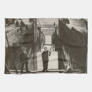 Historical UK Inland Waterways Canal Bingley Locks Tea Towel