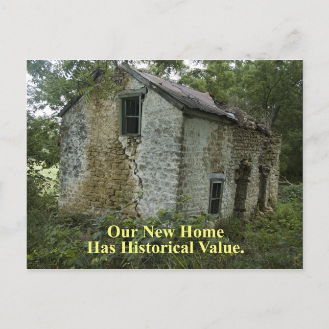 Historical Value Home - Funny Change of Address Announcement Postcard (Front)