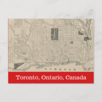 Historical, Vintage Map of Toronto, Canada